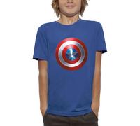 Marvel Camiseta CAPITÁN AMÉRICA Escudo - Producto con Licencia Oficial Niño - Talla 6 años - Azul Real
