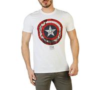 Marvel Captain America Comic Shield Camiseta, Blanco, L para Hombre
