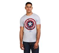 Camiseta Marvel Captain America Comic Shield para Hombre, Color Gris Deportivo, Talla M UK
