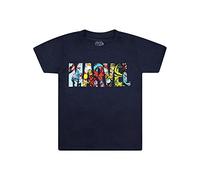 Marvel Camiseta con el Logotipo de los Personajes niños, Azul (Azul Marino), de 9 a 10 años del Reino Unido