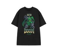 Marvel Camiseta gráfica Negra de Doctor Doom de Manga Corta con Cuello Redondo con Estampado de Personaje de Dibujos Animados | Mercancía Urbana
