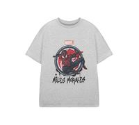 Marvel Camiseta Gris Miles Morales para niño | Camiseta de Manga Corta con gráfico niños | Millas Saltando Spiderman Diseño Gráfico | Ropa de mercancía de superhéroe con Licencia Oficial