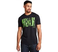 Marvel Hulk Text Camiseta, Negro (Black Blk), X-Large para Hombre
