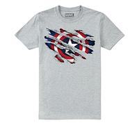 Marvel Camiseta Jungen Captain America Torn, Gris Jaspeado, 9-10 años