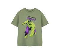 Marvel Camiseta Kids Boys con Mangas en Color Caqui | La Camiseta gráfica de Hulk para niños | Ropa de Manga Corta Comics | Regalo de mercancía de películas de superhéroes para niños