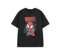 Marvel Camiseta negra de Spiderman para niños, camiseta de manga corta con estampado de telarañas para niños, ropa de dibujos animados de superhéroes de Spider-Man, producto con licencia oficial