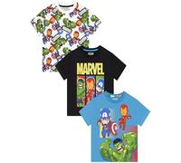 Marvel Camiseta Niño Pack de 3, Camiseta Niño Manga Corta con Iron Man, Hulk y Capitan America, Ropa de Niños Avengers 6-7 Años
