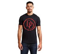 Marvel Camiseta para Hombre con el Logotipo de Daredevil, Negra (Negra y Negra), Talla M UK