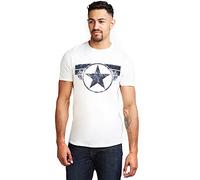 Marvel Captain America-Cap Logo Camiseta, Blanco (White White), Large para Hombre