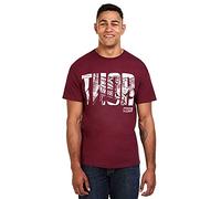 Marvel Camiseta Thor Text para Hombre, roja Garnet Gar, Talla XL UK