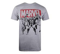 Marvel Trio Heroes Camiseta, Gris (Grey Marl SPO), X-Large para Hombre