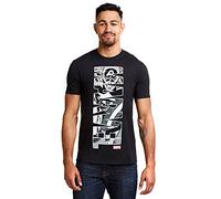 Marvel Camiseta Vertical Captain America para Hombe, Negra, S