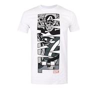 Marvel Camiseta Vertical Captain America para Hombre, Blanca, Talla XXL