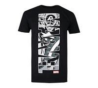 Marvel Captain America Vertical Camiseta, Negro, XXL para Hombre
