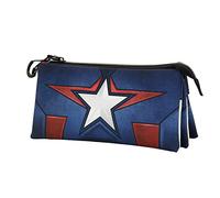 Marvel Capitán América Courage-Estuche Portatodo Triple ECO, Azul, 23 x 11 cm
