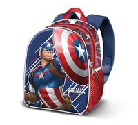 Marvel Capitán América First-Mochila 3D Elite, Azul 25 x 30 cm, Capacidad 7 L