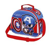 Marvel Capitán América Let's go-Bolsa Portamerienda 3D, Azul, 25.5 x 20 cm