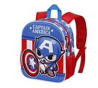 Marvel Capitán América Let's go-Mochila 3D Pequeña, Azul, 26 x 31 cm, Capacidad 8.5 L