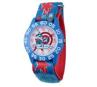 Marvel Capitán América Reloj para niños de 3 a 7 años, con esfera de escudo de los Vengadores y gráfico de personajes, regalo para niños, bisel azul, correa de nailon azul con personaje, compra y