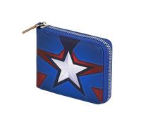 Marvel Capitan America Star Cartera Hombre Cremallera Azul, 12 x 10 cm