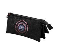 Marvel Capitán América Stone-Estuche Portatodo Triple HS, Negro, 23 x 11 cm