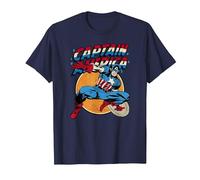 Marvel Captain America Avengers Shield Camiseta, Hombre, Azul Marino, 6XL