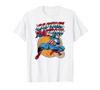 Marvel Captain America Avengers Shield Camiseta, Hombre, Blanco, 6XL