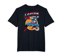 Marvel Captain America Avengers Shield Camiseta, Hombre Tallas Grandes, Negro, 6X Alto