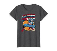 Marvel Captain America Avengers Shield Camiseta, Mujer, Jaspeado Oscuro, S