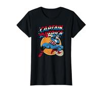 Marvel Captain America Avengers Shield Camiseta, Mujer, Negro, S