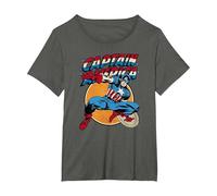 Marvel Captain America Avengers Shield Camiseta, Mujer Tallas Grandes, Asfalto, 1XL Grande