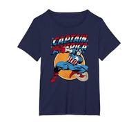 Marvel Captain America Avengers Shield Camiseta, Mujer Tallas Grandes, Azul Marino, 5XL Grande