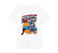 Marvel Captain America Avengers Shield Camiseta, Mujer Tallas Grandes, Blanco, 1XL Grande