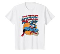 Marvel Captain America Avengers Shield Camiseta, Niños, Blanco, 10 años