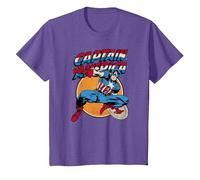 Marvel Captain America Avengers Shield Camiseta, Niños, Morado Jaspeado, 6 años