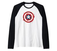 Marvel Captain America Spray Paint Shield Logo First Avenger Camiseta Manga Raglan