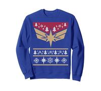 Marvel Captain Marvel Carol Danvers Holiday Sweater Sudadera, Unisex para Adultos, Azul Real, M
