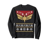Marvel Captain Marvel Carol Danvers Holiday Sweater Sudadera, Unisex para Adultos, Negro, XXL