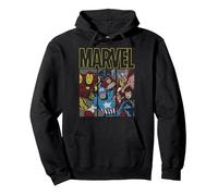 Marvel Classic Avengers Group Panel Sudadera con Capucha, Unisex para Adultos, Negro, XL