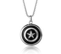 Marvel - Colgante para hombre con escudo del Capitán América, acero inoxidable, cadena de 22 pulgadas, elegante collar