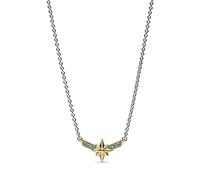 Marvel Collar con diseño de Captain Marvel en plata de ley y chapado en oro de 14 quilates con circonitas cúbicas transparentes