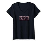 Marvel Comic Logo Pink Camiseta Cuello V