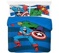 Marvel Comics Avengers - Juego de funda de edredón y funda de almohada (50 x 70 cm, 100% algodón), diseño de superhéroes