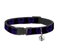 Marvel Comics Breakaway - Collar de Gato con Campana, Clip de plástico, fácil de Ajustar, Contorno de Icono de los Vengadores de Pantera Negra Negro Púrpura, 8.5 a 12 Pulgadas, 0.5 Pulgadas de Ancho