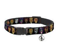 Marvel Comics Breakaway - Collar de Gato con Campana, Clip de plástico, fácil de Ajustar, Insignia de Guardianes de la Galaxia, Iconos de Personajes, Negro, 8.5 a 12 Pulgadas, 0.5 Pulgadas de Ancho