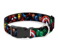 Marvel Comics - Collar de perro con clip de plástico, liberación rápida, fácil de ajustar, superhéroes del universo Marvel, 9.5 a 14.5 pulgadas, 0.5 pulgadas de ancho