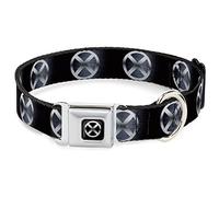 Marvel Comics Collar para Mascotas, Collar de Perro, Hebilla de cinturón de Seguridad de Metal, X Men X Icon Black Silvers, 9.5 a 13 Pulgadas 1.0 Pulgadas de Ancho