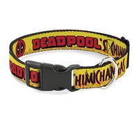 Marvel Comics - Collar para Mascotas, Collar de Perro, Hebilla de plástico, Llamas de Chimichangas de Deadpools, Amarillo, Negro y Rojo, 7 a 8.5 Pulgadas, 0.5 Pulgadas de Ancho
