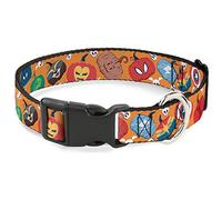 Marvel Comics - Collar para mascotas, collar de perro, hebilla de plástico, Marvel Avengers Halloween Jack O Lantern Iconos de calabaza, naranja, 7 a 8.5 pulgadas, 0.5 pulgadas de ancho