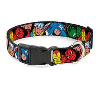 Marvel Comics - Collar para Mascotas, Collar de Perro, Hebilla de plástico, Personajes de Marvel, Negro, 9.5 a 13 Pulgadas, 1.0 Pulgadas de Ancho